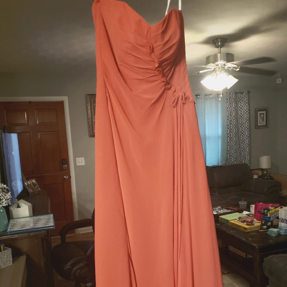 B2 formal coral dress mid length